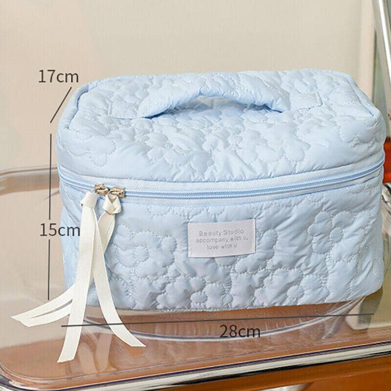 Floral Quilted Makeup Bag Multifunctional Cosmetic Pouch - Pink, 24 x 18 cm - view 5