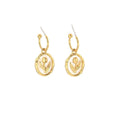 Floral Round Plate Earrings - Gold-Tone - view 2