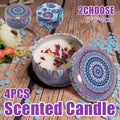 Floral Scented Candles in Decorative Tins, Pack of 4 - Cherry, Paisley Print Tin - view 2