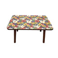 Floral Small Side Table with Solid Wood Legs - 60 x 40 x 35 cm - view 2