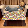 Floral Small Side Table with Solid Wood Legs - 60 x 40 x 35 cm - view 4