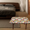 Floral Small Side Table with Solid Wood Legs - 60 x 40 x 35 cm - view 5