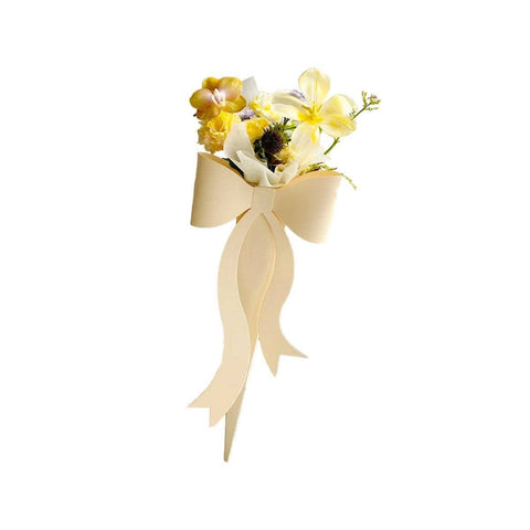 Flower Bouquet Packaging with Large Bow, Pack of 10 - Cream