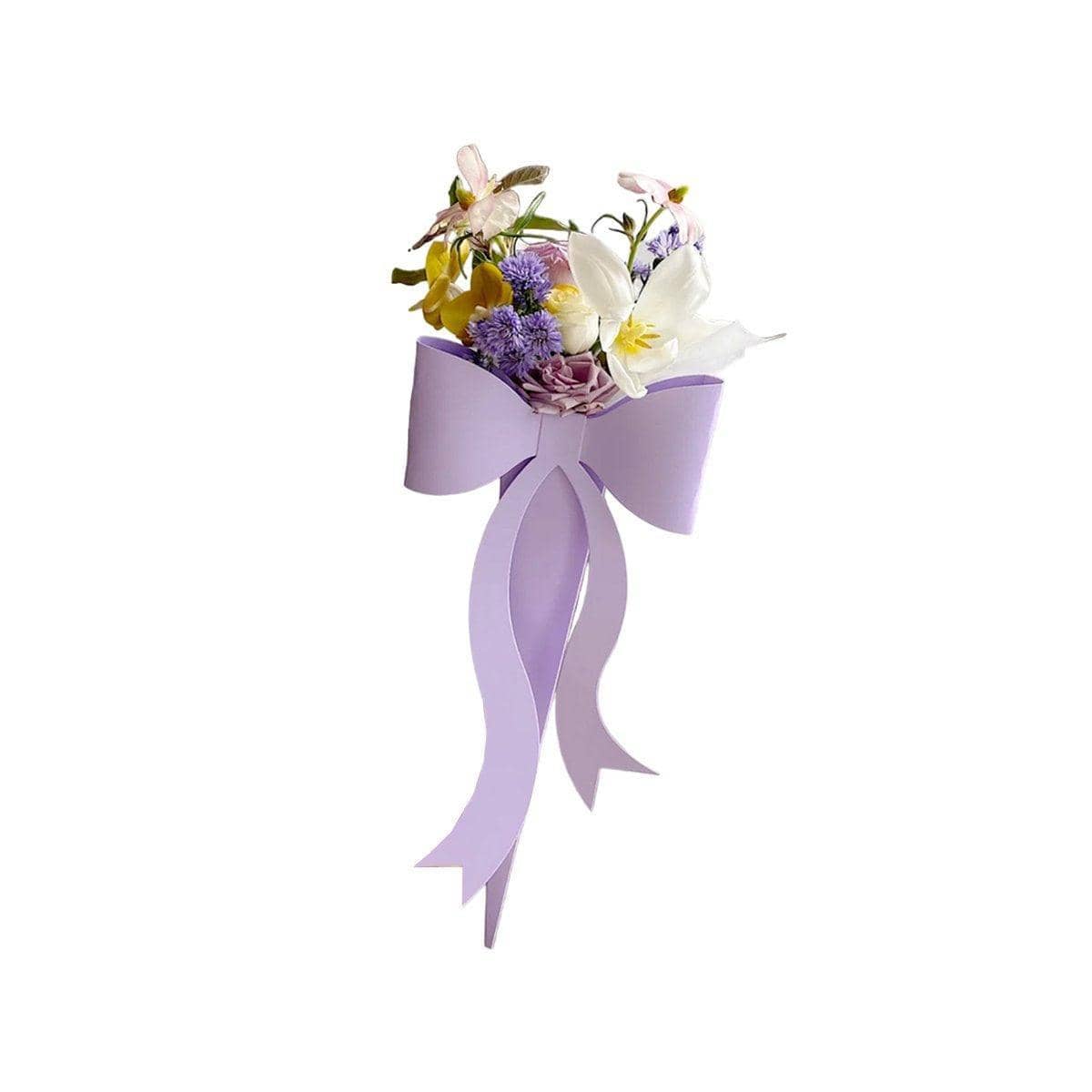 Flower Bouquet Packaging with Large Bow, Pack of 10 - Lavender