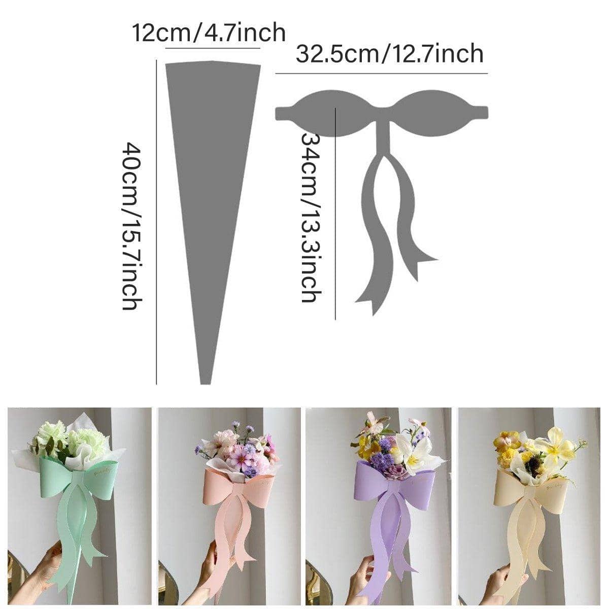 Flower Bouquet Packaging with Large Bow, Pack of 10 - Lavender - view 4