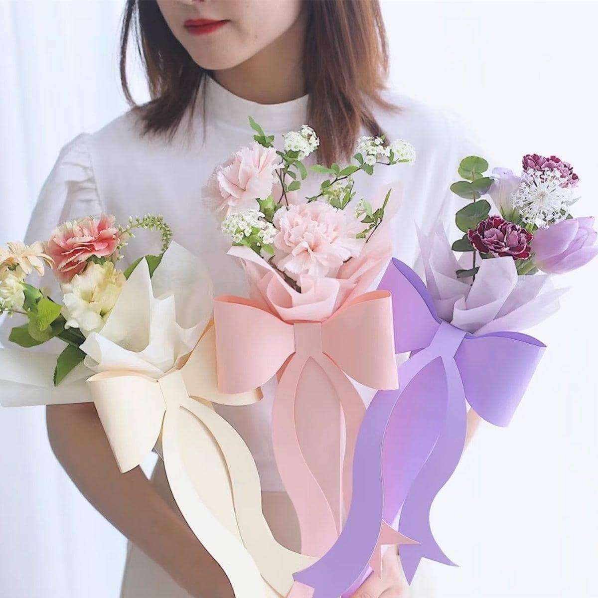 Flower Bouquet Packaging with Large Bow, Pack of 10 - Lavender - view 5