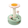 Flower Cat Scratching Post Tree with Sisal and Toy Balls - Green and Pink