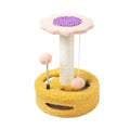 Flower Cat Scratching Post Tree with Sisal and Toy Balls - Yellow and Pink