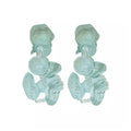 Flower Crystal Drop Earrings - Mint Green Petals with Clear Beads