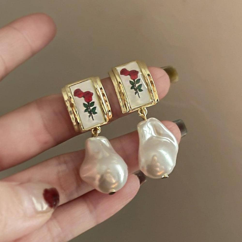 Flower Earrings in Alloy - Floral Design, Style 1 - view 5