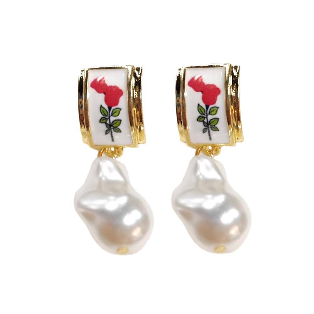 Flower Earrings in Alloy - Floral Design, Style 9