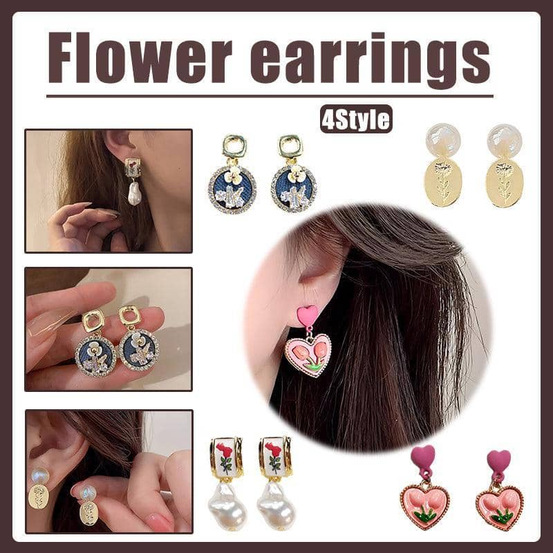 Flower Earrings in Alloy - Floral Design, Style 9 - view 2