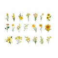 Flower Scrapbooking Stickers, PET Transparent - Pack of 40, Yellow Flowers and Sunflowers