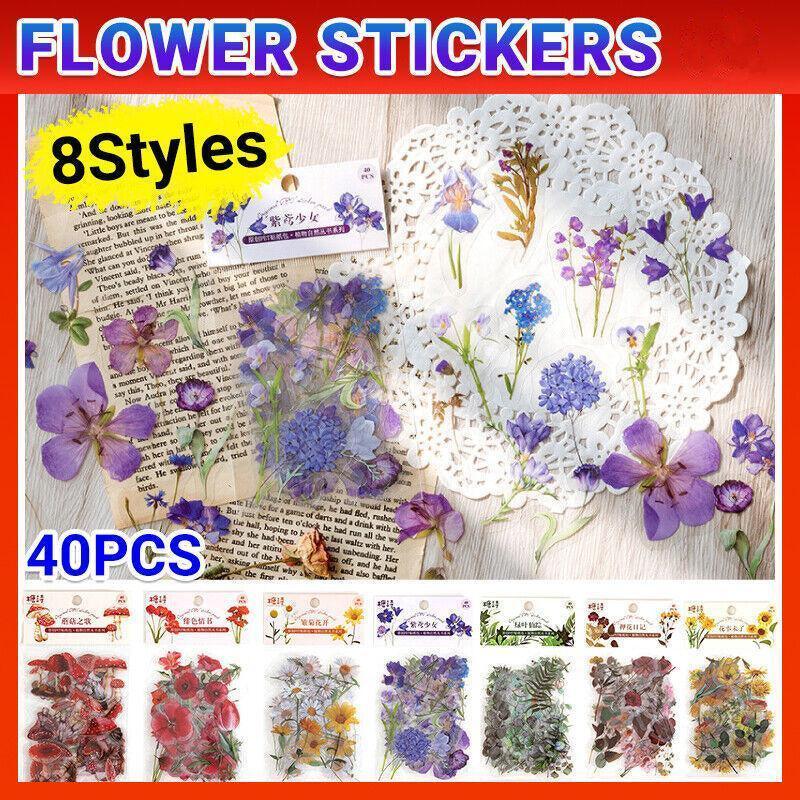 Flower Scrapbooking Stickers, PET Transparent - Pack of 40, Yellow Flowers and Sunflowers - view 2