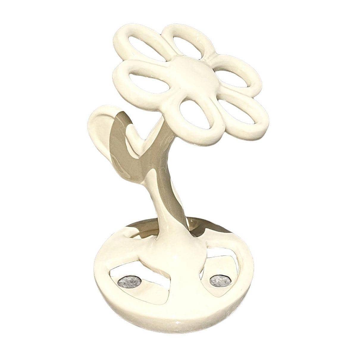 Flower Shaped Ceramic Toothbrush Holder with 6 Slots - White