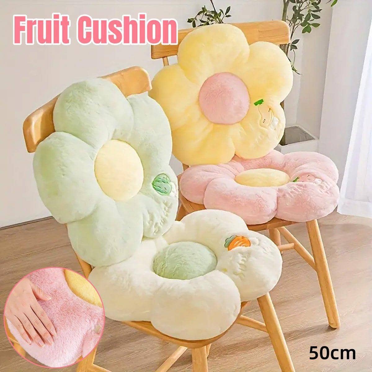 Flower-Shaped Plush Floor Cushion Seat Pad - Pink - view 2