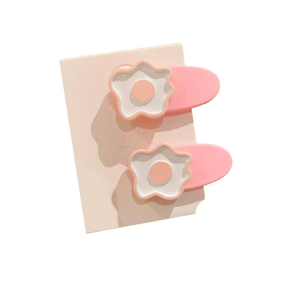 Flower Snap Hair Clips, Set of 2 - Light Pink