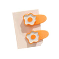 Flower Snap Hair Clips, Set of 2 - Orange