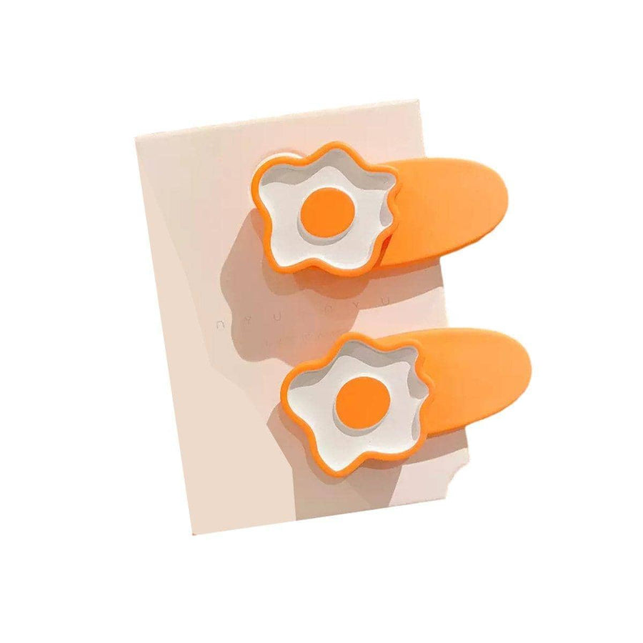 Flower Snap Hair Clips, Set of 2 - Orange