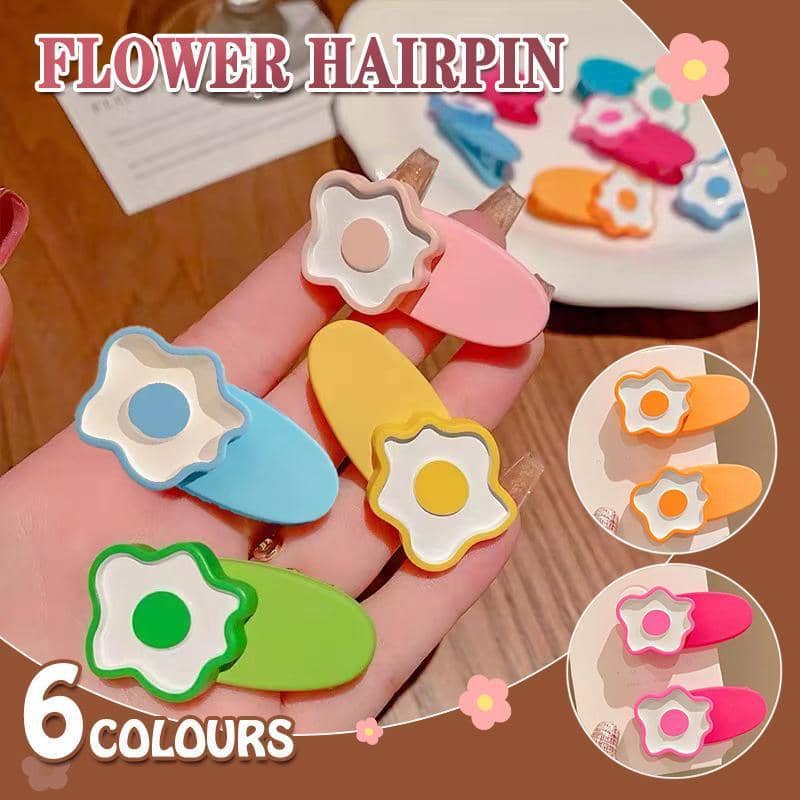Flower Snap Hair Clips, Set of 2 - Rose Red - view 2