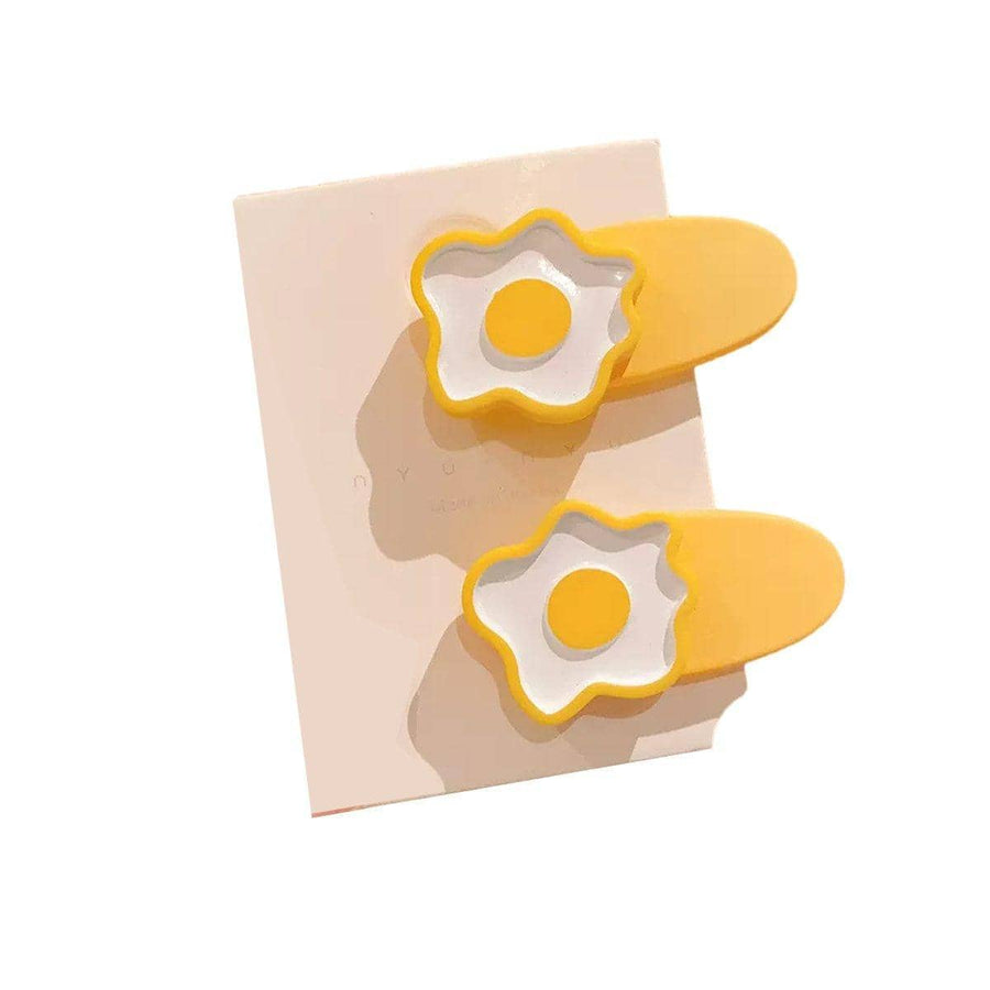 Flower Snap Hair Clips, Set of 2 - Yellow