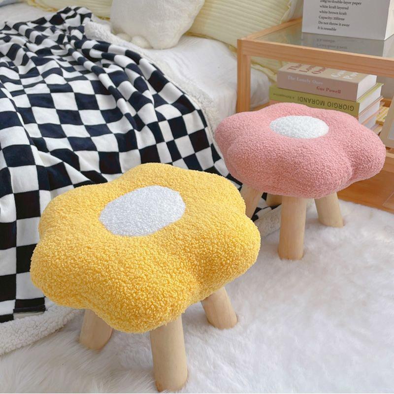 Flower Stool with Plush Seat and Solid Wood Legs - Green - view 10