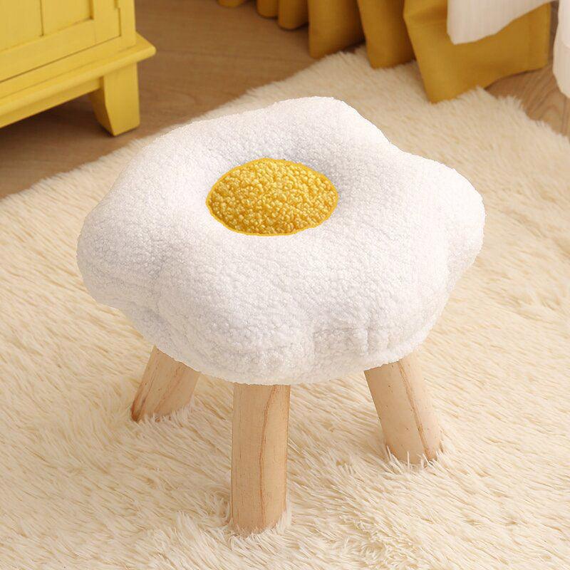Flower Stool with Plush Seat and Solid Wood Legs - Pink - view 13