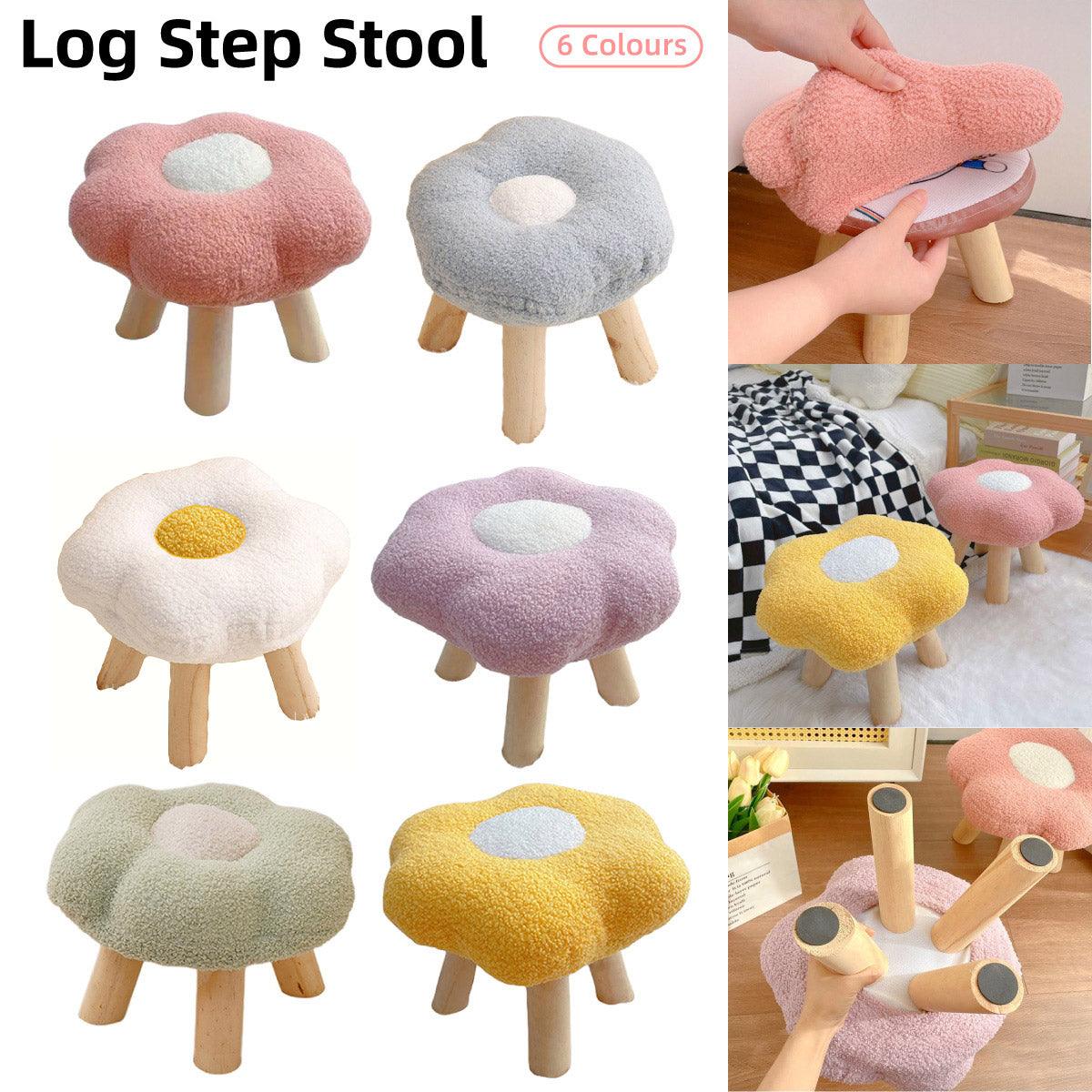 Flower Stool with Plush Seat and Solid Wood Legs - Pink - view 16