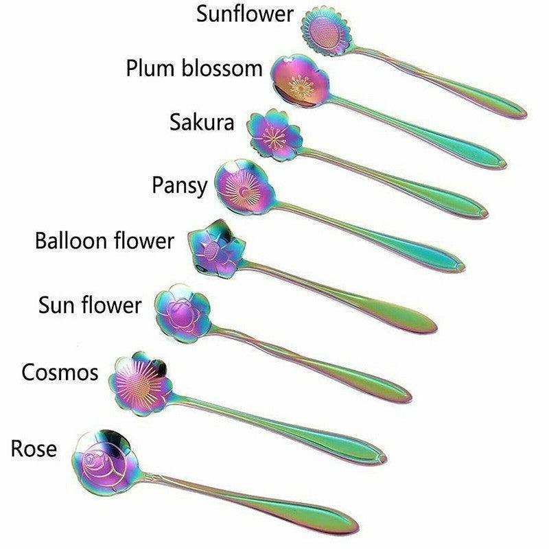 Flower Teaspoon Set, Stainless Steel - Gold, Pack of 8 - view 5