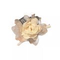 Flower Tulle Hair Claw Clip - Champagne