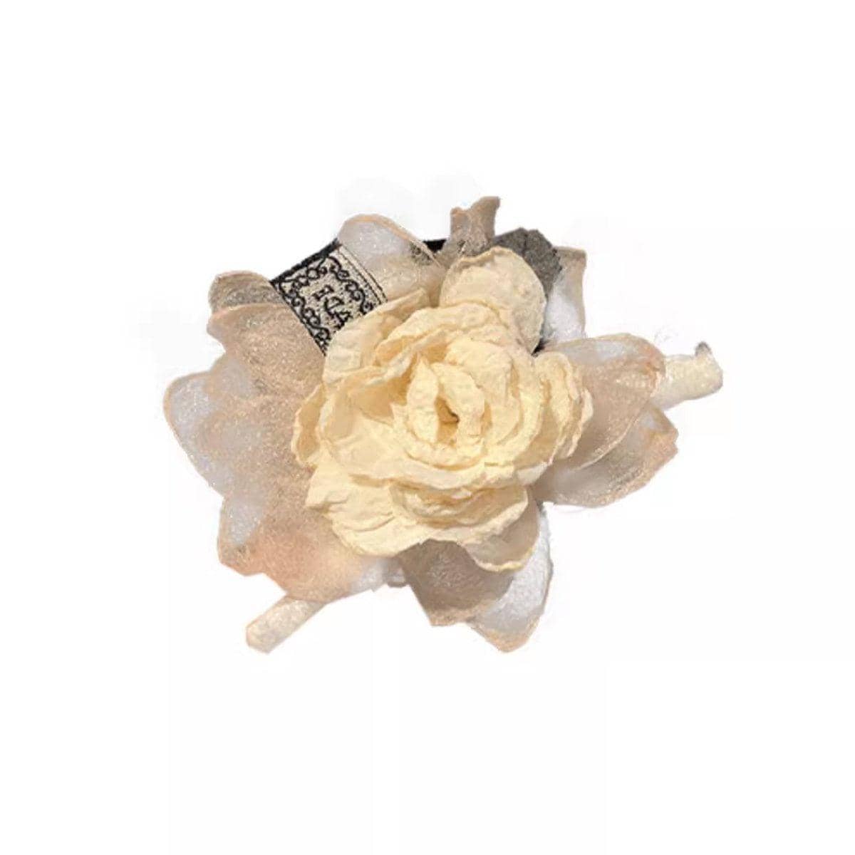 Flower Tulle Hair Claw Clip - Champagne