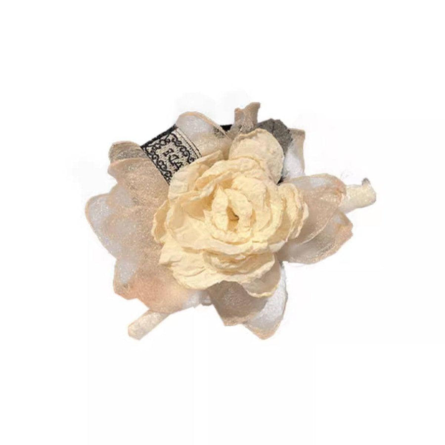 Flower Tulle Hair Claw Clip - Champagne