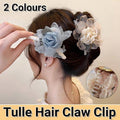 Flower Tulle Hair Claw Clip - Champagne - view 2