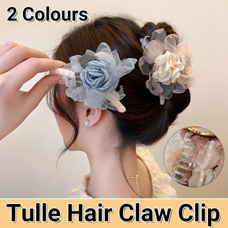 Flower Tulle Hair Claw Clip - Champagne - view 2