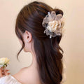 Flower Tulle Hair Claw Clip - Champagne - view 5
