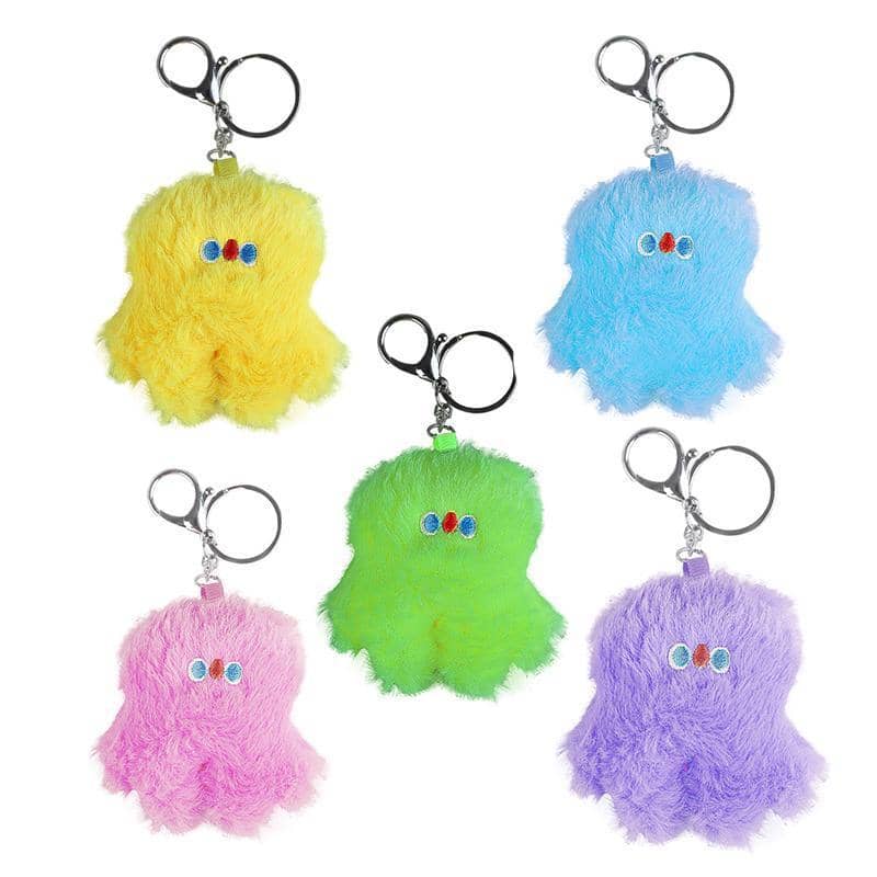 Fluffy Plush Bag Pendant Key Ring - Pink - view 3