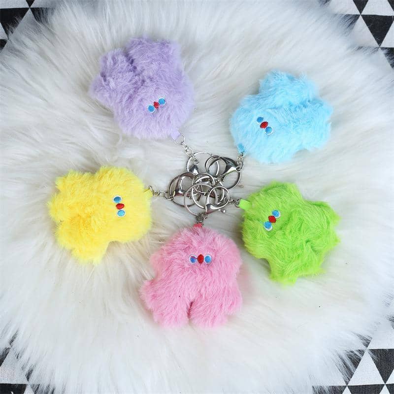 Fluffy Plush Bag Pendant Key Ring - Pink - view 4