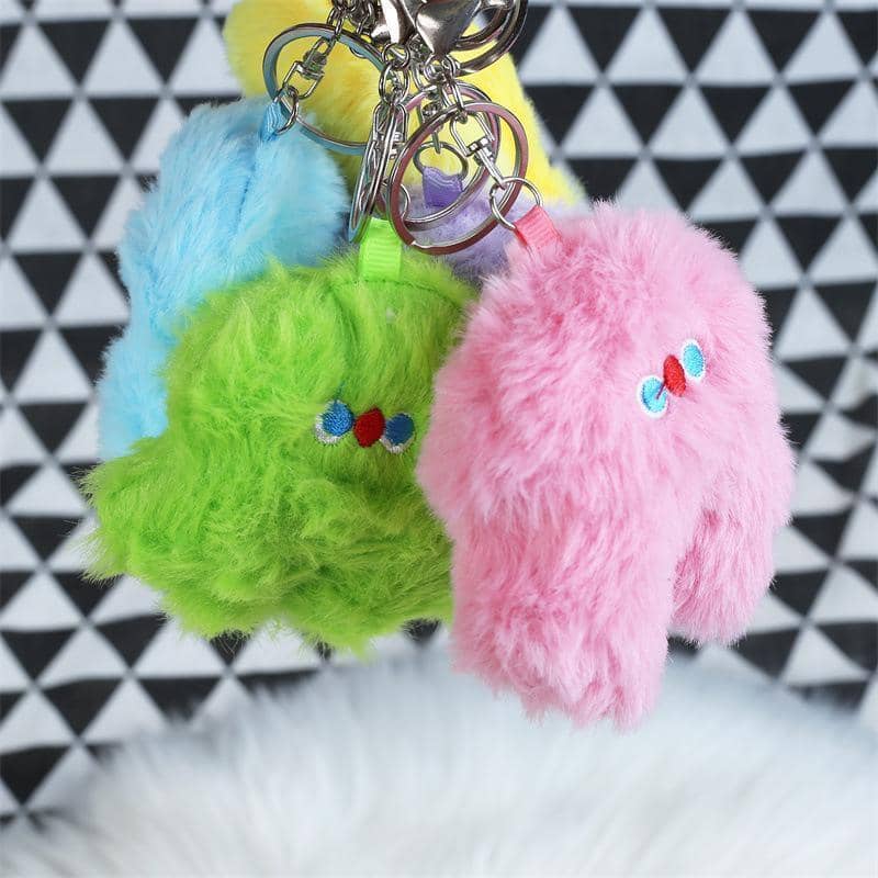 Fluffy Plush Bag Pendant Key Ring - Pink - view 5