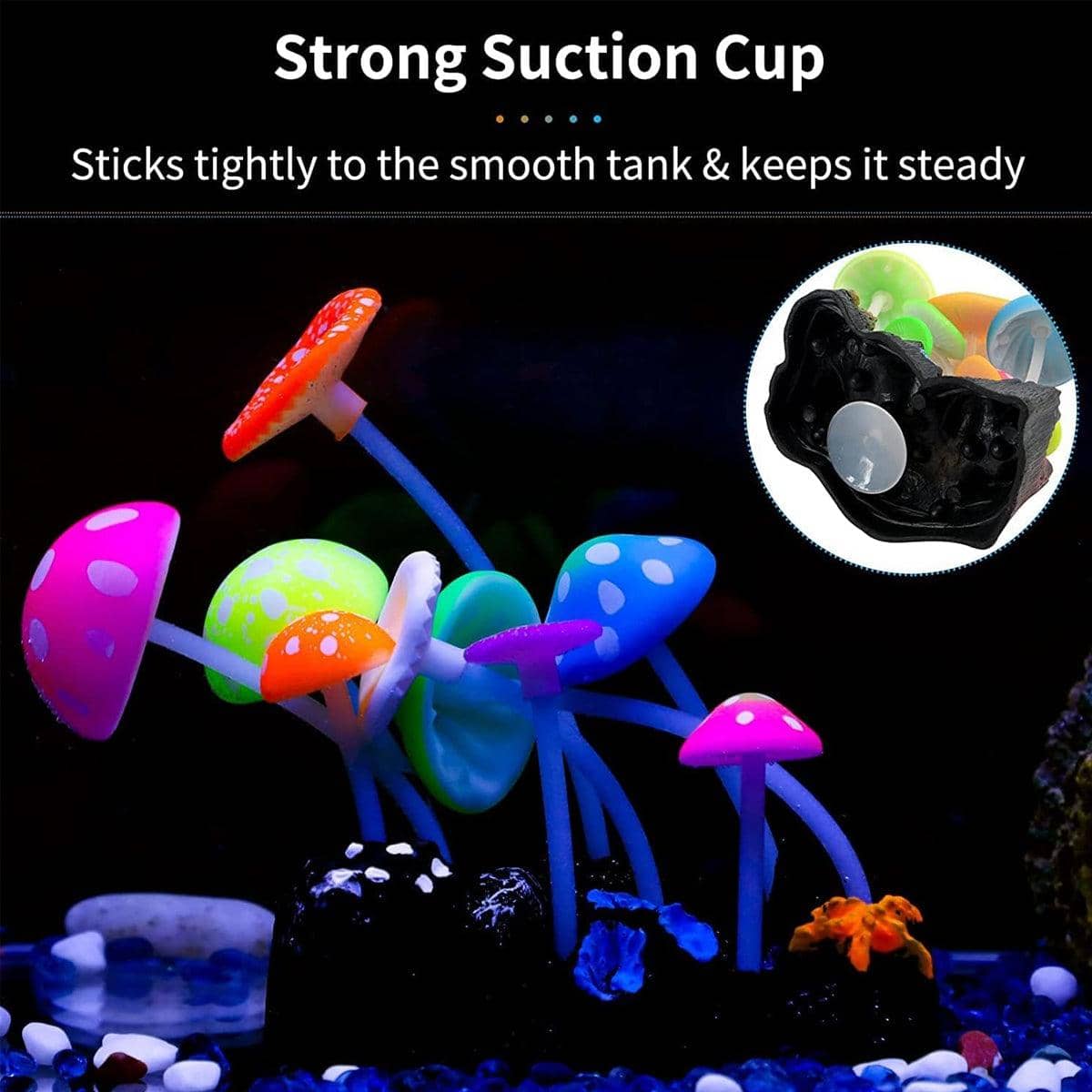 Fluorescent Mushroom Fish Tank Decor Aquarium Ornament Set, 9 Piece - view 5