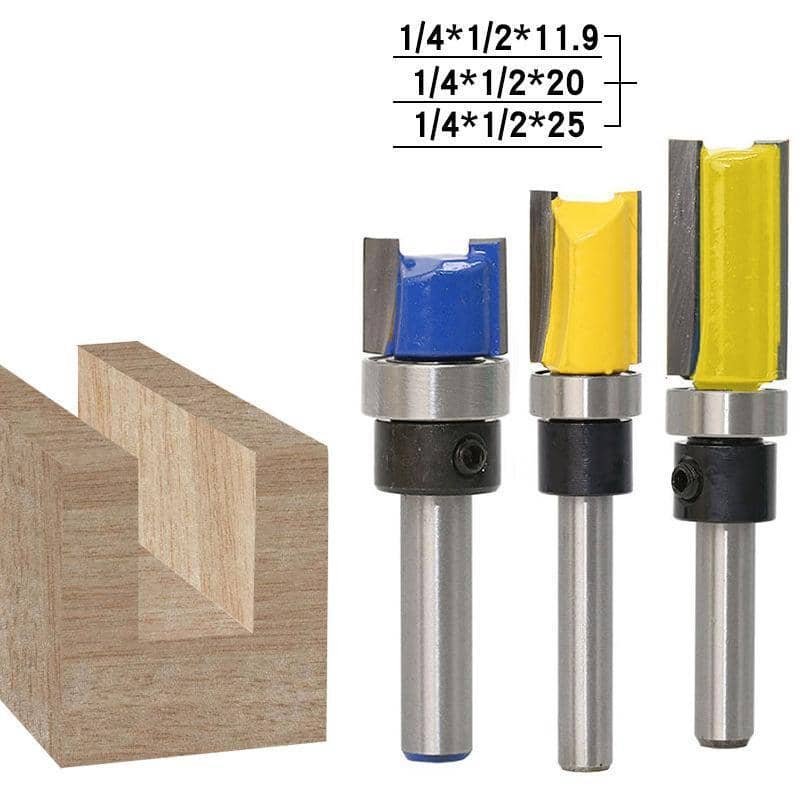 Flush Trim Router Bit Set, Top Bearing, 3 Piece with 1/4 Inch (0.635 cm) Shank - view 4