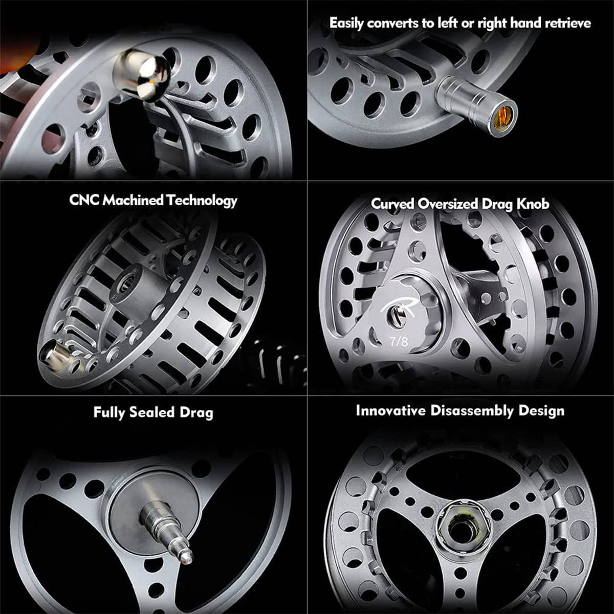Fly Fishing Reel, CNC Aluminium Front Drag - Silver, 7-8 Weight - view 5
