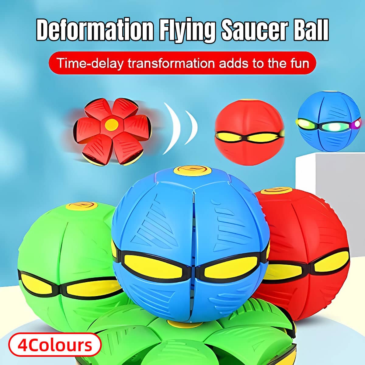Flying Saucer Ball Toy with LED Lights, Ball to Disc - Hot Pink - view 2
