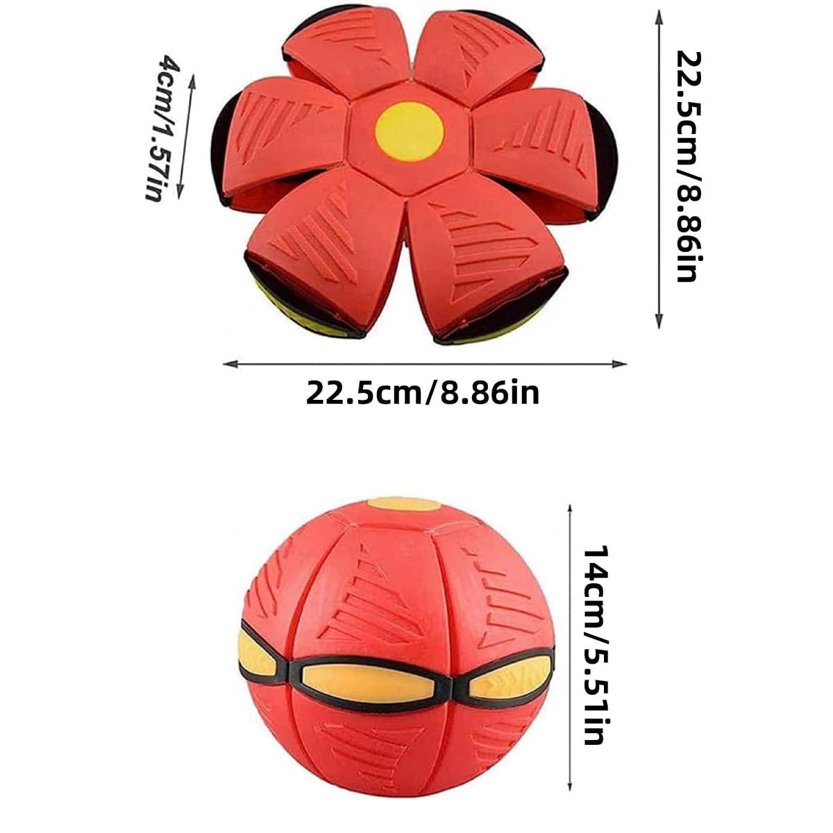 Flying Saucer Ball Toy with LED Lights, Ball to Disc - Red - view 4