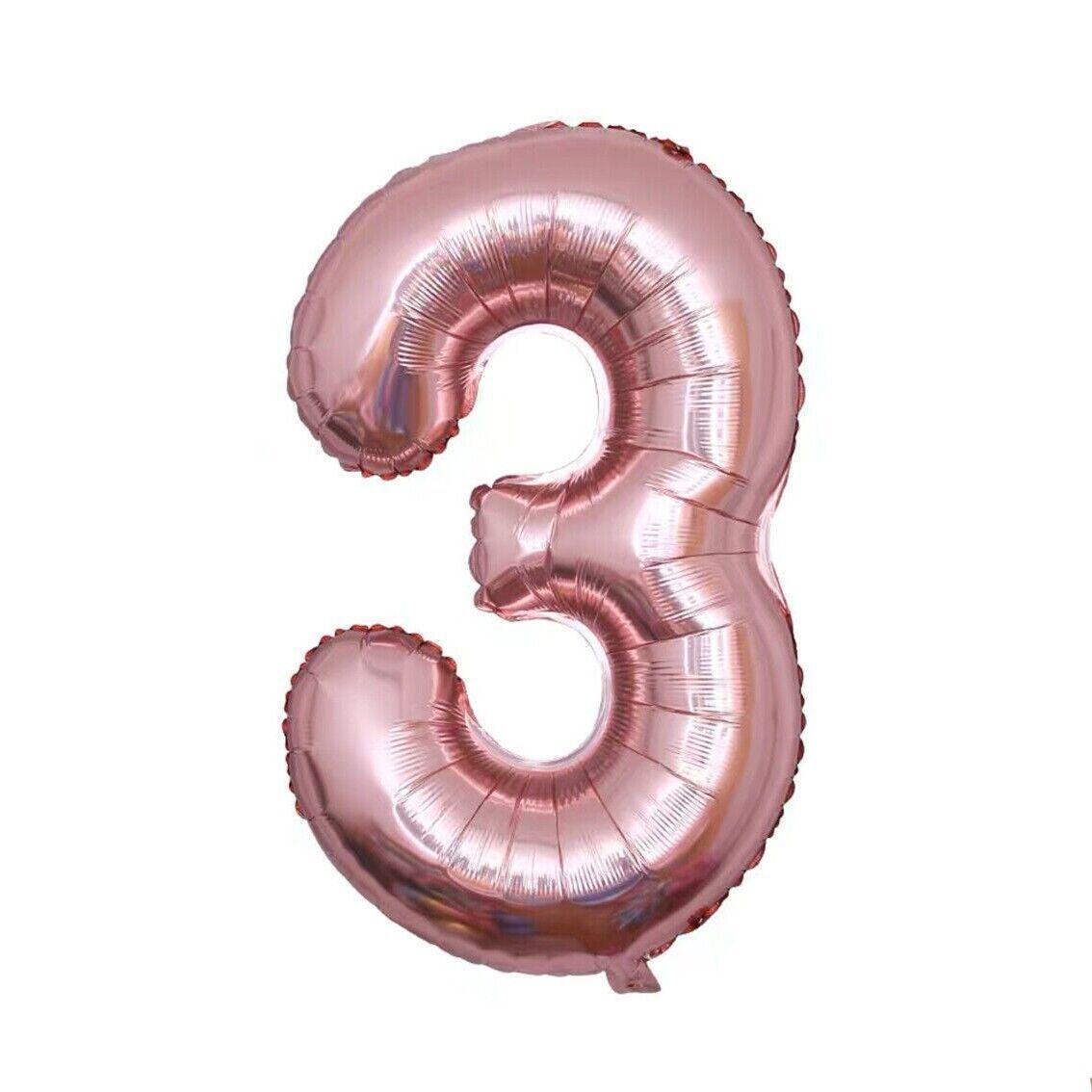 Foil Number Balloon 100cm (40 Inch) for Birthdays and Parties - Rose Gold 3