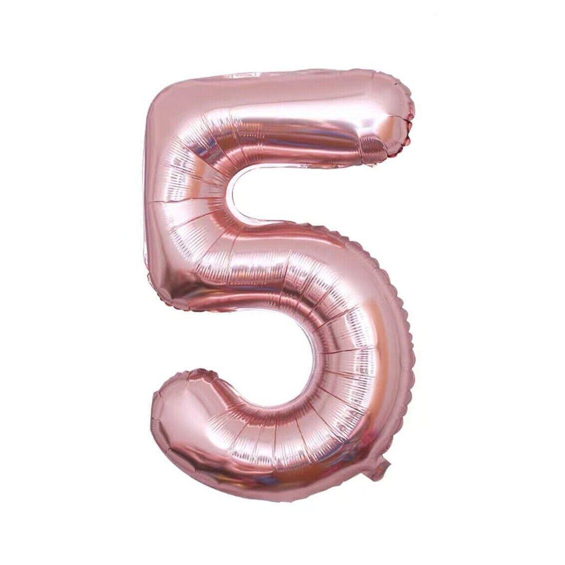 Foil Number Balloon 100cm (40 Inch) for Birthdays and Parties - Rose Gold 5
