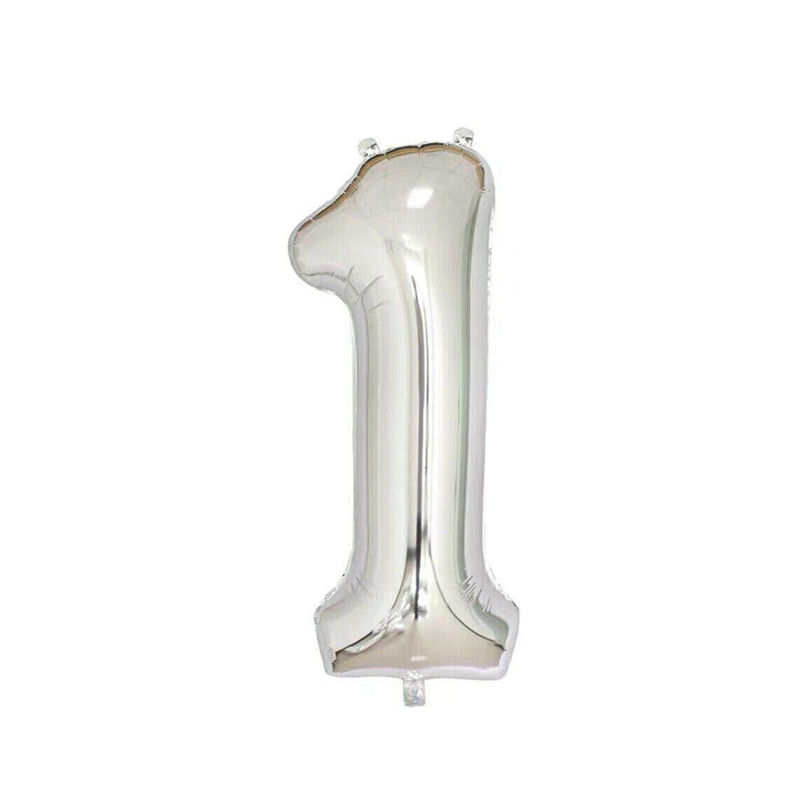 Foil Number Balloon 100cm (40 Inch) for Birthdays and Parties - Silver 1