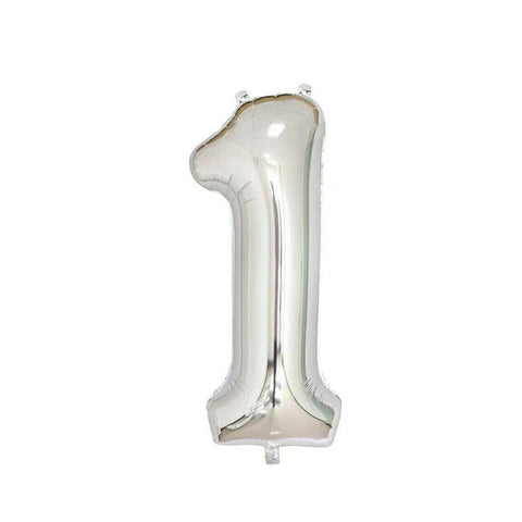 Foil Number Balloon 100cm (40 Inch) for Birthdays and Parties - Silver 1
