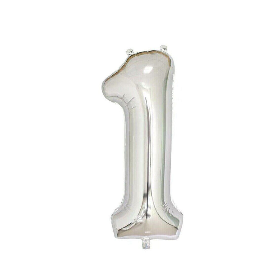 Foil Number Balloon 100cm (40 Inch) for Birthdays and Parties - Silver 1