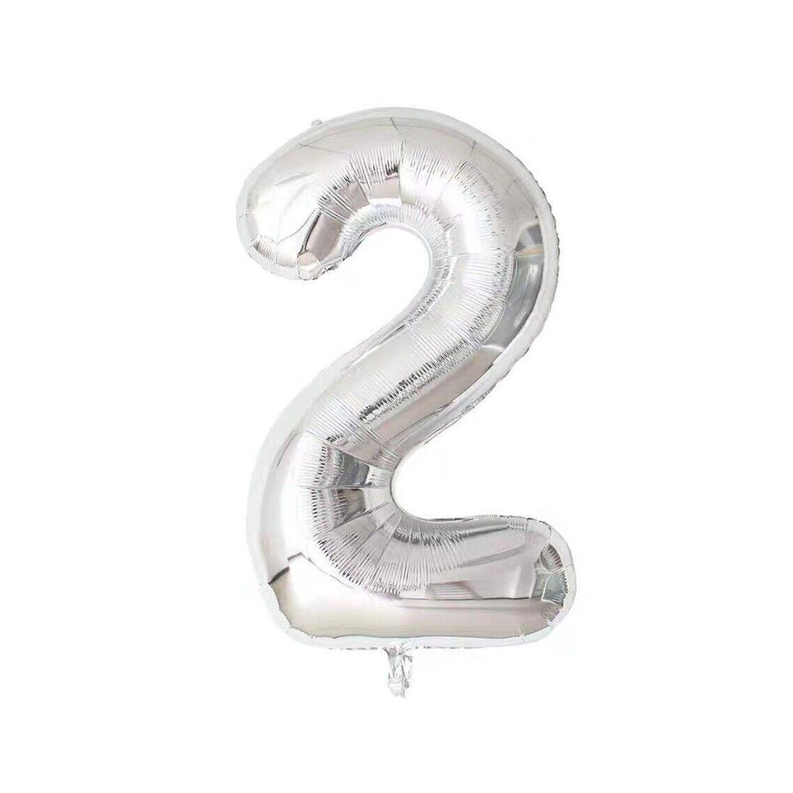 Foil Number Balloon 100cm (40 Inch) for Birthdays and Parties - Silver 2