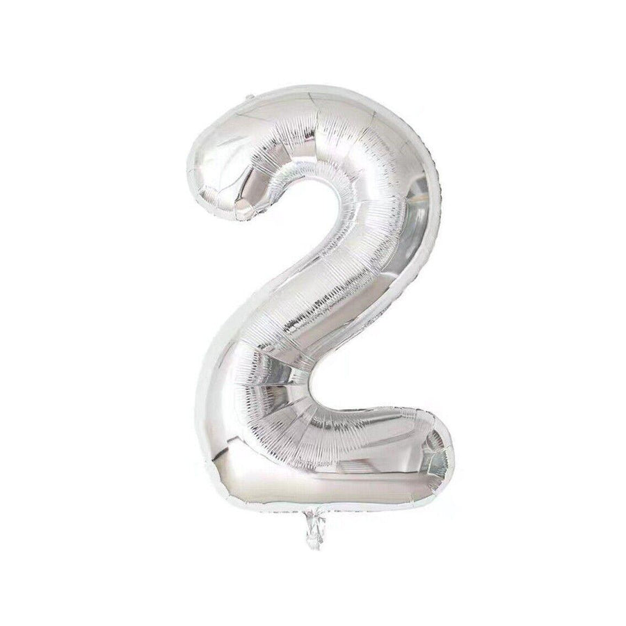 Foil Number Balloon 100cm (40 Inch) for Birthdays and Parties - Silver 2